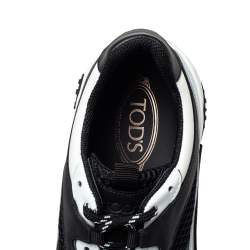 Pre Owned حذاء رياضي تودز نعل سميك شانك جلد وشبك أبيض/ أسود مقاس 43