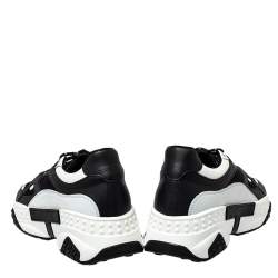 Pre Owned حذاء رياضي تودز نعل سميك شانك جلد وشبك أبيض/ أسود مقاس 43