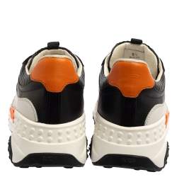 Pre Owned Tod's Black/Orange Mesh and Leather Chunky Platform Sneakers Size 44