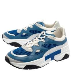 مملوكة مسبقًا حذاء رياضي تودز نعل سميك شانكي جلد وشبك أ بيض/ أزرق مقاس 42.5