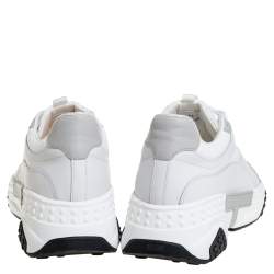 مملوكة مسبقًا Tod's White/Grey Leather and Mesh Lace Up Sneakers Size 45.5