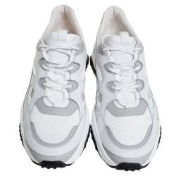 مملوكة مسبقًا Tod's White/Grey Leather and Mesh Lace Up Sneakers Size 45.5