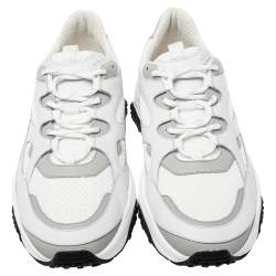 مملوكة مسبقًا Tod's White Leather and Mesh Active Sporty Sneakers Size 44