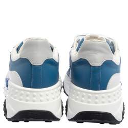 Pre Owned Tod's Blue/White Leather And Mesh Active Sporty Sneakers Size 44