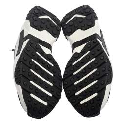 Pre Owned Tod's Black/White Leather And Mesh Lace Up Sneakers Size 42.5