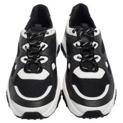 Pre Owned Tod's Black/White Leather And Mesh Lace Up Sneakers Size 42.5