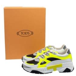 Pre Owned حذاء رياضي تودز منخفض من أعلى جلد وشبك متعدد الألوان مقاس 43