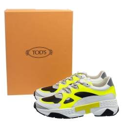 Pre Owned Tod's Multicolor Mesh And Leather Low Top Sneakers Size 43