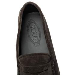 Pre Owned Tod's Brown Suede Penny Slip On Loafers Size 41.5
