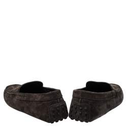 Pre Owned Tod's Brown Suede Penny Slip On Loafers Size 41.5