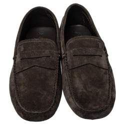 Pre Owned Tod's Brown Suede Penny Slip On Loafers Size 41.5