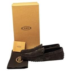 Pre Owned Tod's Brown Suede Penny Slip On Loafers Size 41.5