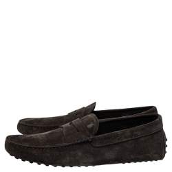 Pre Owned Tod's Brown Suede Penny Slip On Loafers Size 41.5