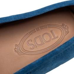 Pre Owned Tod's Blue Suede Penny Slip On Loafers Size 40