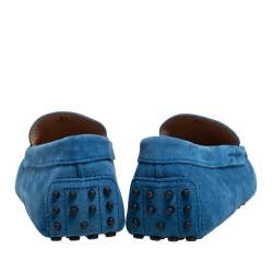 Pre Owned Tod's Blue Suede Penny Slip On Loafers Size 40