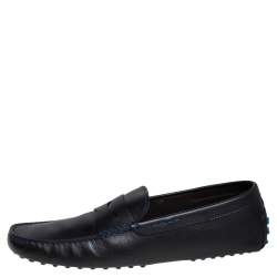 مملوكة مسبقًا Tod's Black Leather Penny Slip On Loafers Size 47