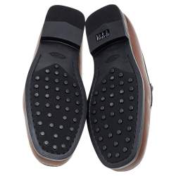 Pre Owned حذاء لوفرز تودز بيني جلد بني مقاس 45.5