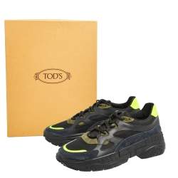 Pre Owned Tod's Multicolor Mesh And Leather Low Top Sneakers Size 44