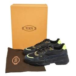 مملوكة مسبقًا Tod's Multicolor Leather And Suede Lace Up Sneakers Size 42.5