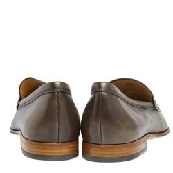 Pre Owned Tod's Brown Leather Slip On Loafers Size 45.5