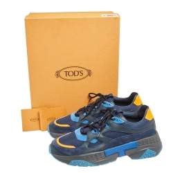 Pre Owned حذاء رياضي تودز منخفض من أعلى جلد وسويدي متعدد الألوان مقاس 43