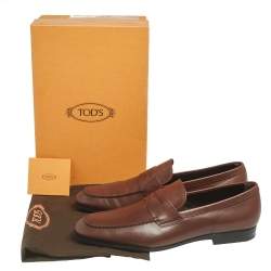 مملوكة مسبقًا Tod's Brown Leather Slip On Loafers Size 46.5