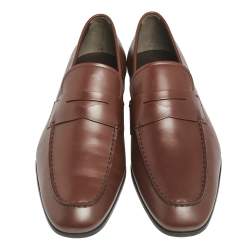 مملوكة مسبقًا Tod's Brown Leather Slip On Loafers Size 46.5