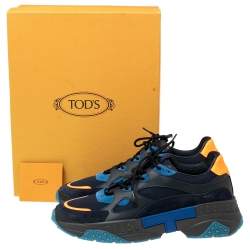 Pre Owned Tod's Multicolor Suede And Leather Low Top Sneakers Size 43