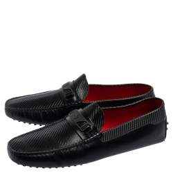 Pre Owned Tod's Black Leather Slip On Loafers Size 47