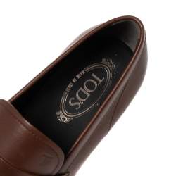 مملوكة مسبقًا Tod's Brown Leather Slip On Loafers Size 42.5