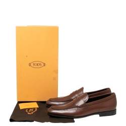 مملوكة مسبقًا Tod's Brown Leather Slip On Loafers Size 42.5