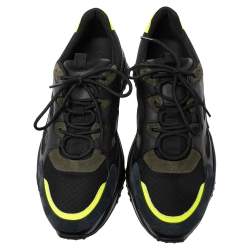 Pre Owned Tod's Multicolor Leather, Mesh and Suede Lace-Up Sneakers Size 42.5