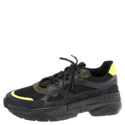 Pre Owned Tod's Multicolor Leather, Mesh and Suede Lace-Up Sneakers Size 42.5
