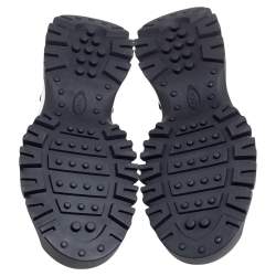 Pre Owned Tod's Black/White Leather, Suede and Knit Fabric High-Top Sneakers Size 45