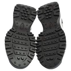 مملوكة مسبقًا Tod's Black/White Leather, Suede and Knit Fabric High-Top Sneakers Size 42.5