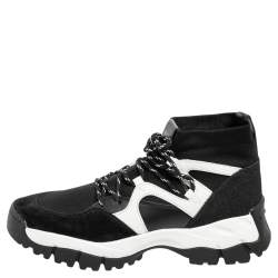 مملوكة مسبقًا Tod's Black/White Leather, Suede and Knit Fabric High-Top Sneakers Size 42.5