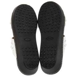 مملوكة مسبقًا Tod's White Leather Flat Slides Size 43