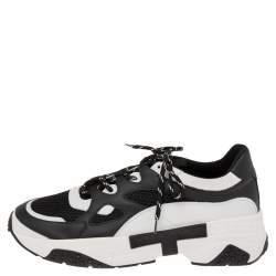 مملوكة مسبقًا حذاء رياضي تودز شبك وجلد أسود / أبيض برباط مقاس 44