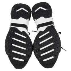 مملوكة مسبقًا حذاء رياضي تودز شبك وجلد أسود / أبيض برباط مقاس 44