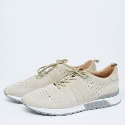 Pre Owned Tods Light Green Suede Perforated Low Top Sneakers Size 45.5