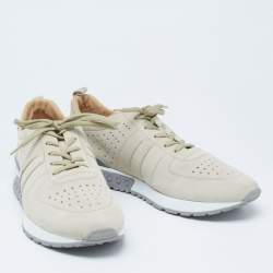 Pre Owned Tods Light Green Suede Perforated Low Top Sneakers Size 45.5