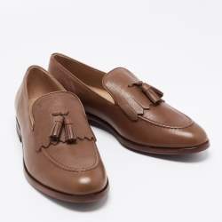 Pre Owned حذاء لوفرز تودز جلد بني شراشيب مقاس 44.5