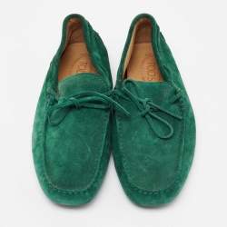 Pre Owned حذاء لوفرز تودز غومينو دريفينغ سويدي أخضر داكن مقاس 42