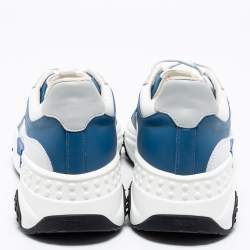 Pre Owned Tod's Blue/White Leather And Mesh Active Sporty Sneakers Size 43