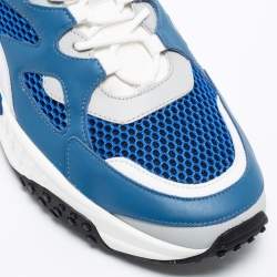 Pre Owned Tod's Blue/White Leather And Mesh Active Sporty Sneakers Size 43