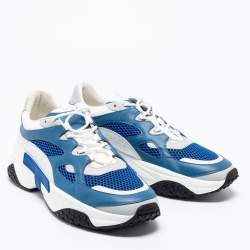 Pre Owned Tod's Blue/White Leather And Mesh Active Sporty Sneakers Size 43