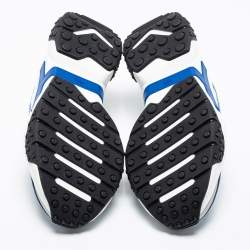 Pre Owned Tod's Blue/White Leather And Mesh Active Sporty Sneakers Size 43