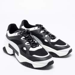Tod's Black/White Leather And Mesh Active Sporty Sneakers Size 42.5