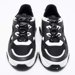 Tod's Black/White Leather And Mesh Active Sporty Sneakers Size 42.5