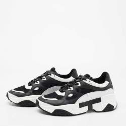 Tod's Black/White Mesh and Leather Chunky Sneakers Size 42